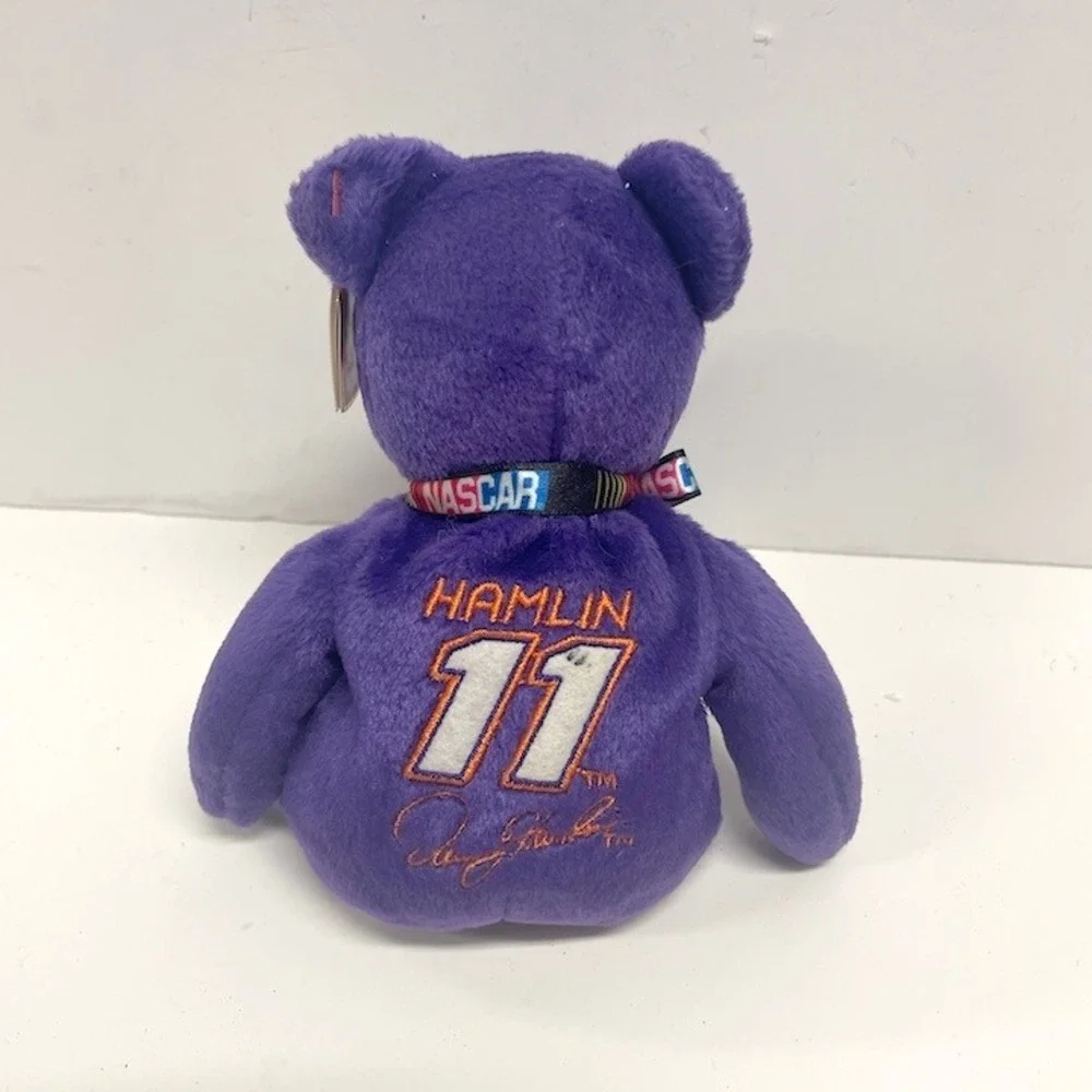 2006 Ty Beanie Babies NASCAR Denny Hamlin #11 Purple FedEx Bear Plush